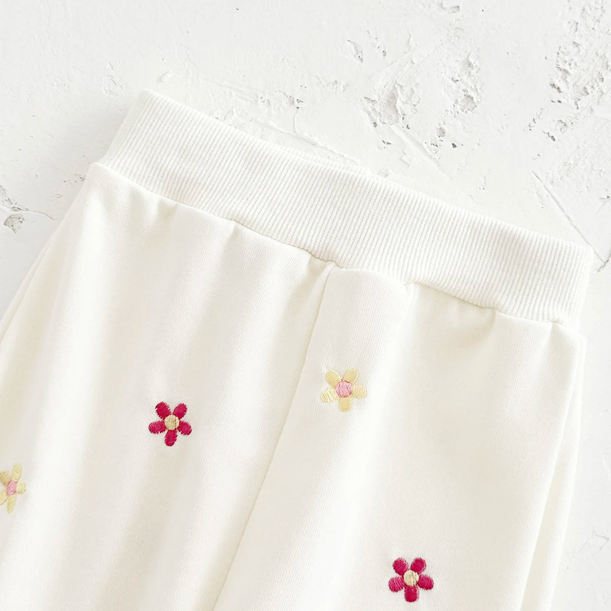 Baby Girls Floral Embroidered Outfit - Cotton Sweatshirt & Pants Set (6M-3T)