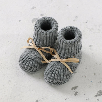 Ribbon-Tie Knit Baby Booties (0-18M)