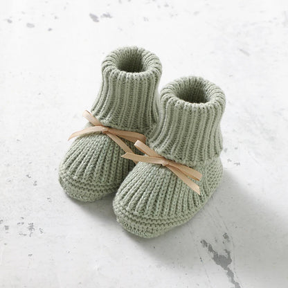 Ribbon-Tie Knit Baby Booties (0-18M)