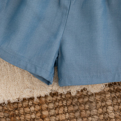 Baby & Toddler Girl 2-Piece Mushroom Cotton Set - Blue Ruffle Tank & Shorts (9M-4T)