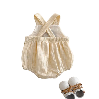 Boho Rainbow Baby Romper - Soft Viscose Muslin Bodysuit - Earth Tone Sleeveless Sunsuit for Newborn & Infants (1-18M)