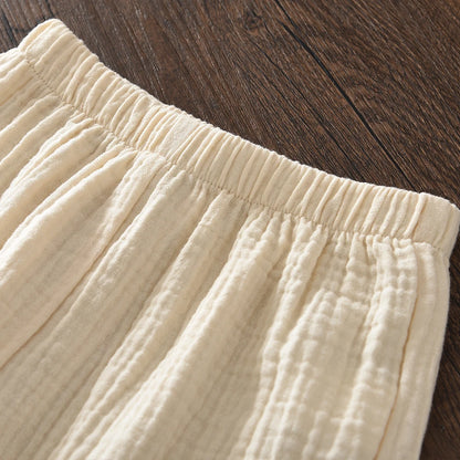 Girls 2-Piece Strawberry Cotton Muslin Set - Lace Camisole & Wide Leg Pants (3T-7)