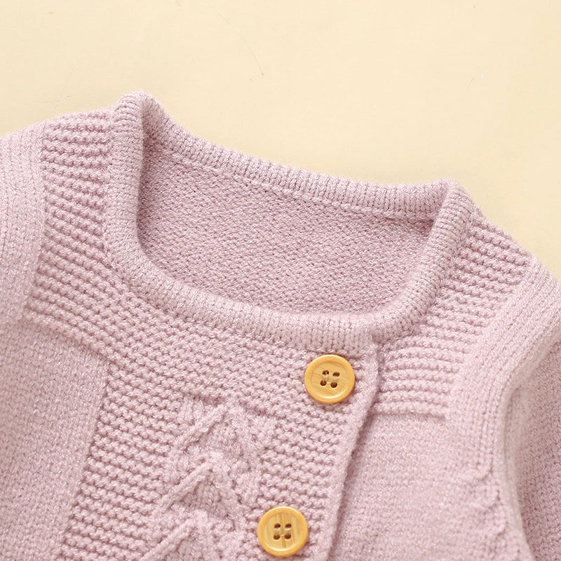 Baby Cable Knit 2-Piece Set – Asymmetric Cardigan & Footed Pants (0-9M)