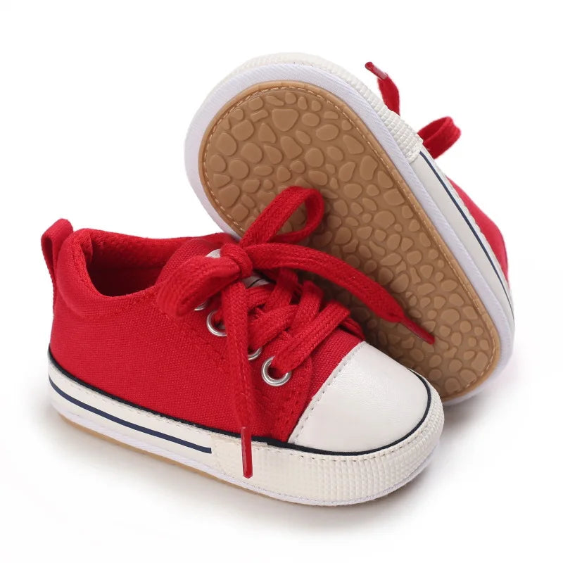 Classic Infant Athletic Sneaker | Soft Sole Canvas Crib Shoes (0-18M)