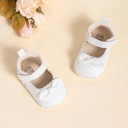 Baby Girl Mary Jane Bowknot Shoes - Non-Slip Soft Sole First Walkers (0-18M)