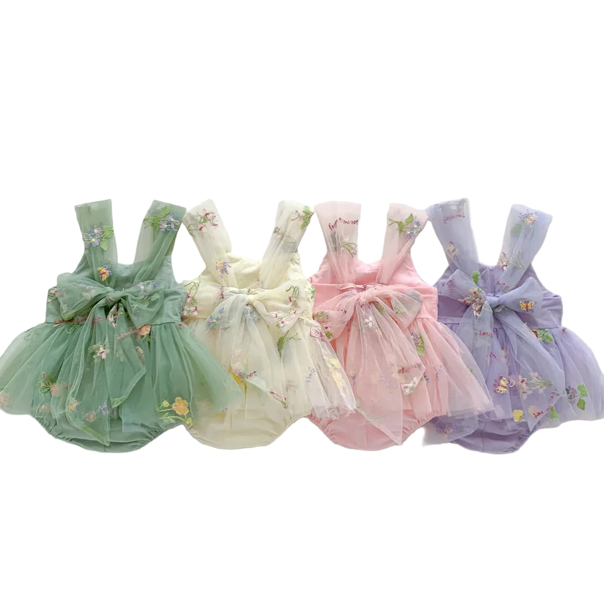 Baby Girl Fairy Tulle Tutu Romper Dress with Floral Embroidery