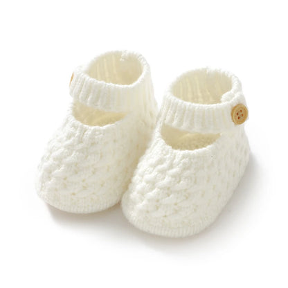 Soft Knit Mary Jane Baby Booties - Infant Pre-Walker Shoes (0-18M)