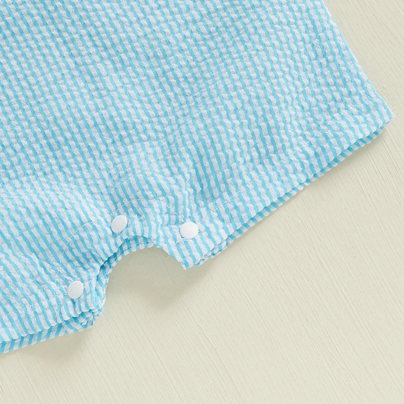 Baby & Toddler Easter Bunny Seersucker Romper - Sleeveless Carrot Embroidered Jumpsuit (3M-3T)