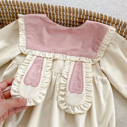 Baby Girl Bunny Ear Easter Bodysuit - Long Sleeve Cotton Jumpsuit (3-24M)