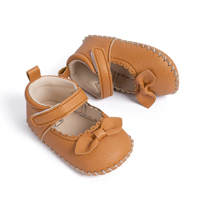 Baby Girl Mary Jane Bowknot Shoes - Non-Slip Soft Sole First Walkers (0-18M)