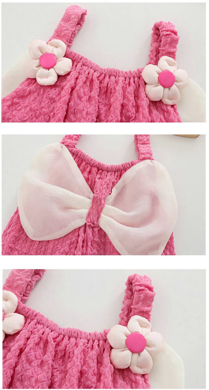 Baby Girl Butterfly Wing Summer Romper - Korean Style Floral Sleeveless Bodysuit (0-24M)