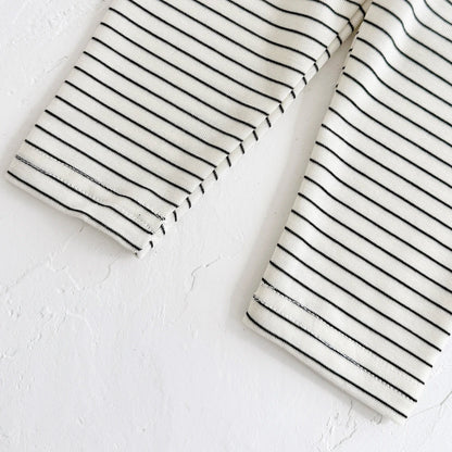 Bon Appétit Croissant Baby Set | French Style Cotton Top & Striped Leggings (6M-3T)