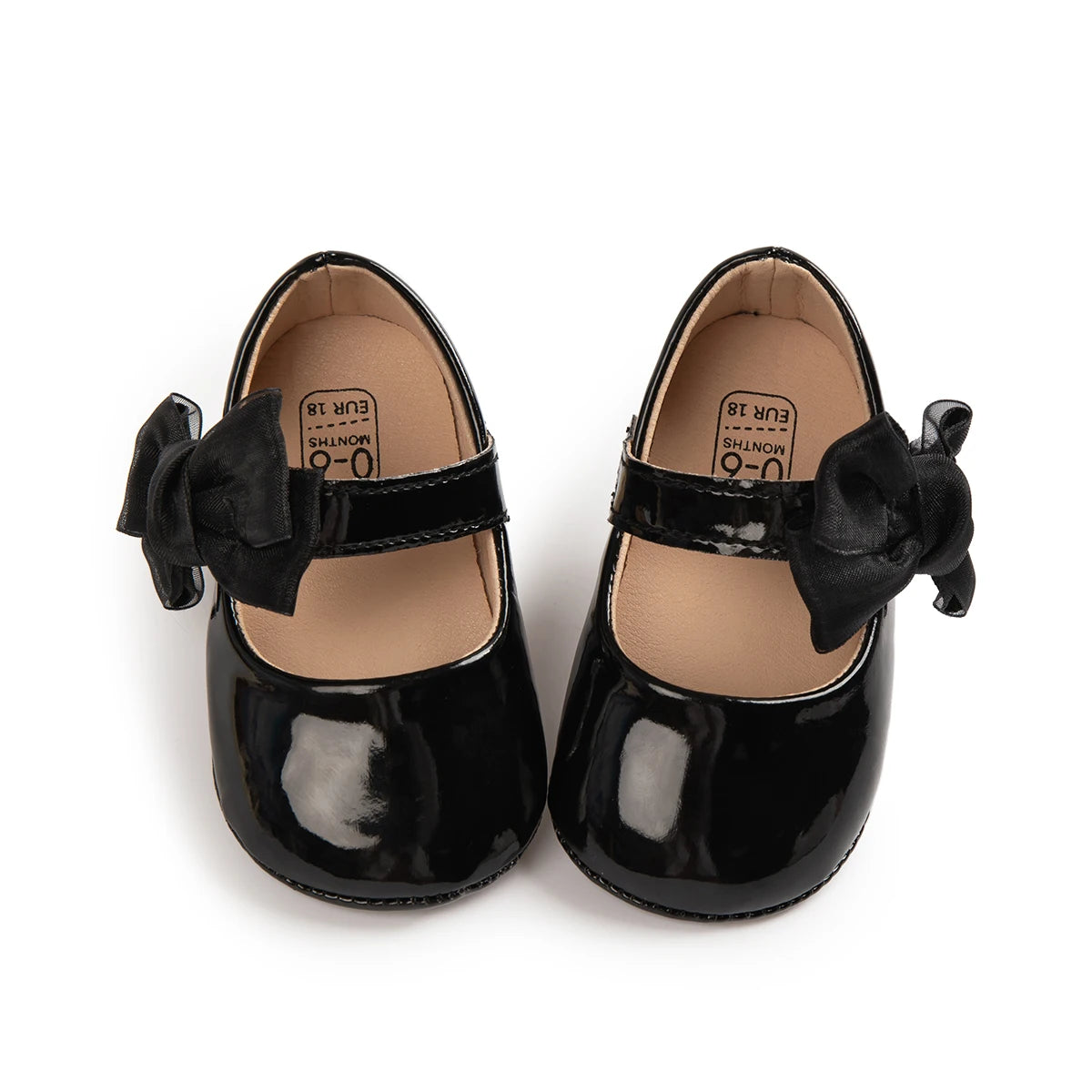 Baby Girl Mary Janes – PU Leather Bowknot First Walker Shoes, Non-Slip Rubber Sole Princess Wedding Flats (0-18M)