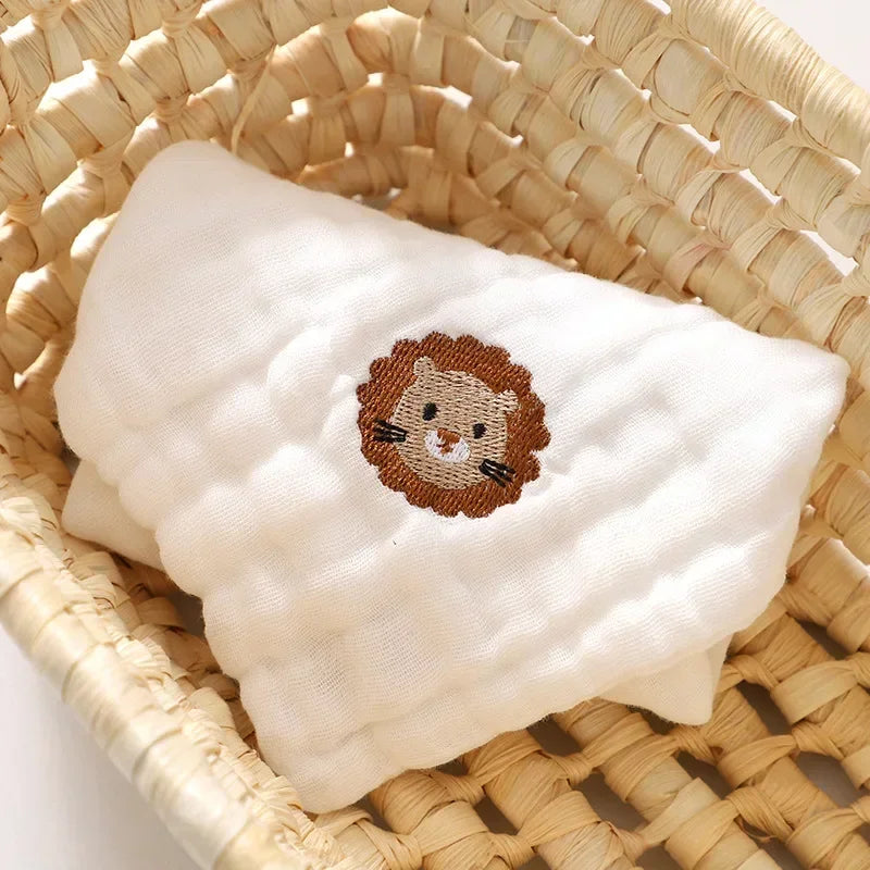 6-Layer Combed Cotton Muslin Washcloths – Ultra Soft & Embroidered (12" x 12")
