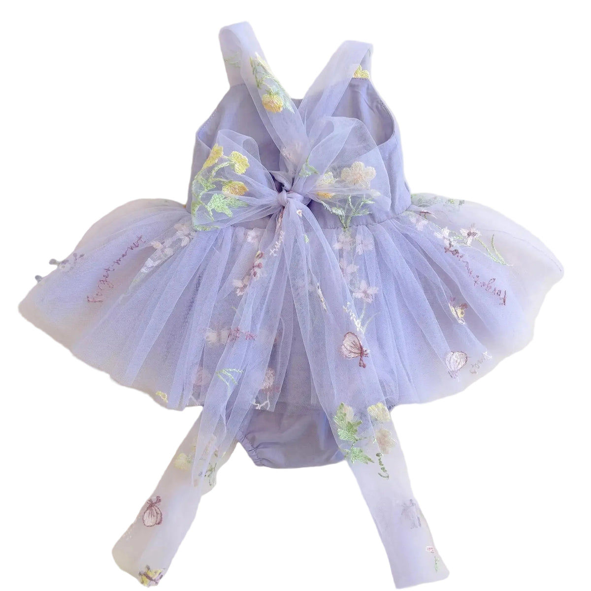 Baby Girl Fairy Tulle Tutu Romper Dress with Floral Embroidery