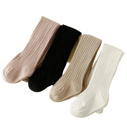 4-Pack Kids & Baby Soft Cotton Striped Tights - All-Season Ribbed Stockings (6M- 12Y)