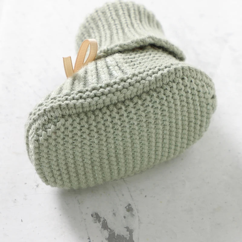 Ribbon-Tie Knit Baby Booties (0-18M)