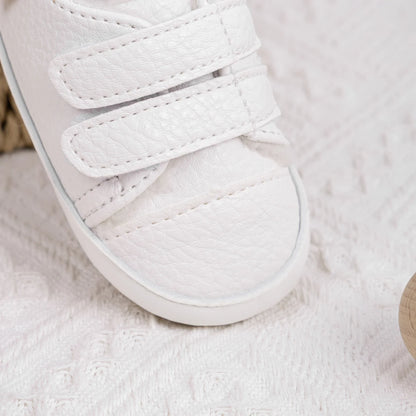 Infant White Fleece-Lined Soft Sole Sneakers - First Walkers (0-18M)