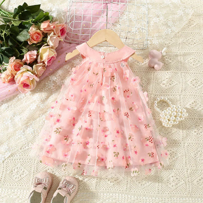 3D Floral Baby & Toddler Girl Princess Dress - Summer Mesh Tutu (3M-3T)