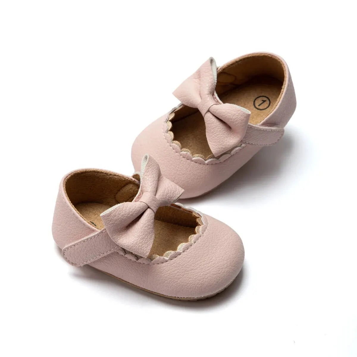 Baby Girl Mary Jane Dress Shoes - Non-Slip Rubber Sole Bowknot First Walkers (0-18M)