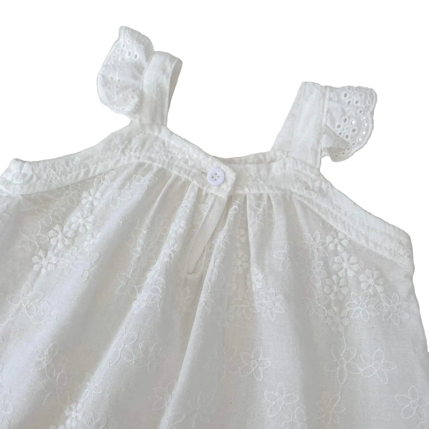 Baby Girls Floral Summer Clothing Set - 2PC Embroidered Eyelet Camisole & Ruffle Bloomer Shorts Outfit (6M-3T)