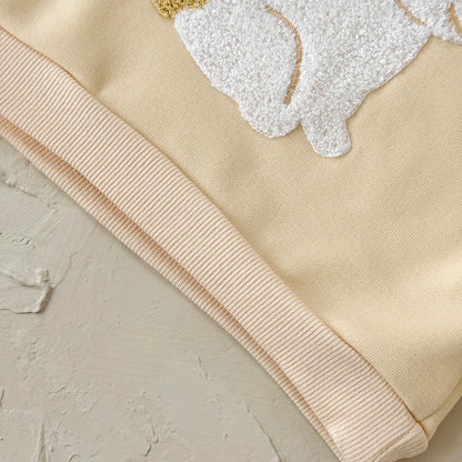 Toddler Girl Winter Bunny Fleece Outfit - 2pc Sherpa-Lined Sweatshirt & Joggers Set (6M-3T)