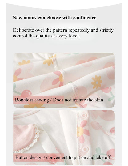 Soft Cotton Baby Romper with Peter Pan Collar – Floral, Botanical & Bear Prints (1-9M)