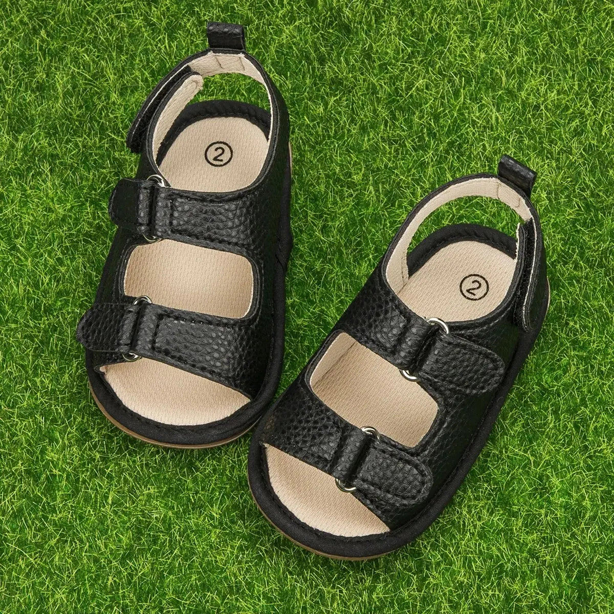 Unisex Baby Summer Vegan Leather Sandals - Anti-Slip Soft Sole Infant First Walkers (0-18M)