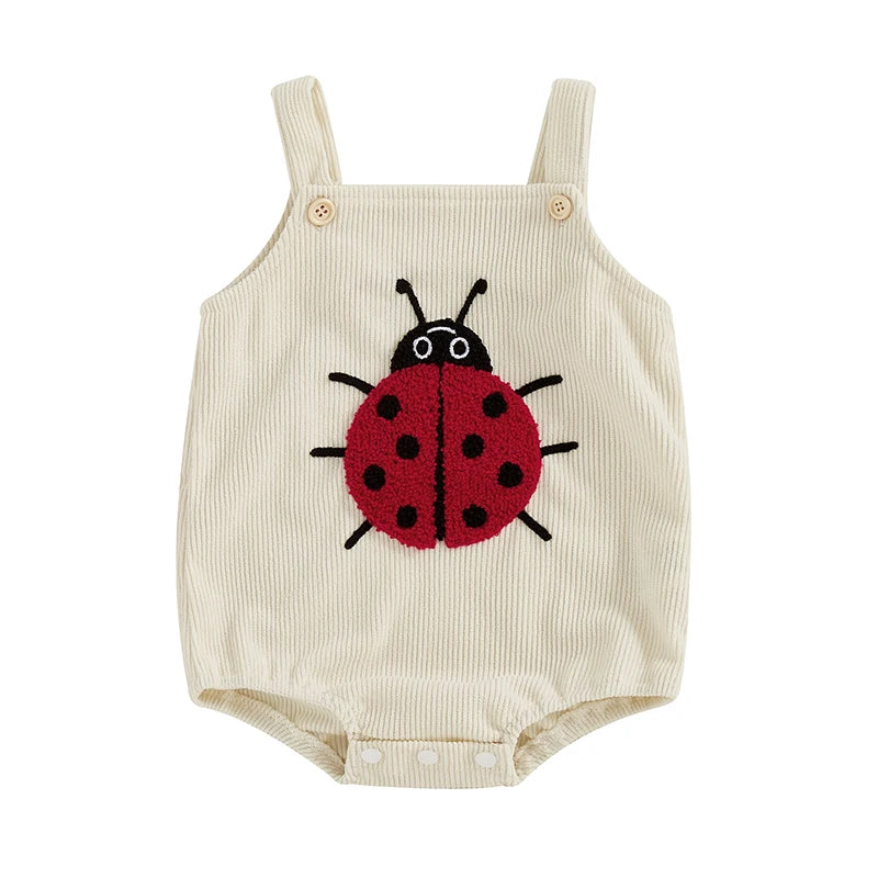 Sleeveless Baby Romper - Textured Corduroy Embroidery Bodysuit -Nature Collection (0-18M)