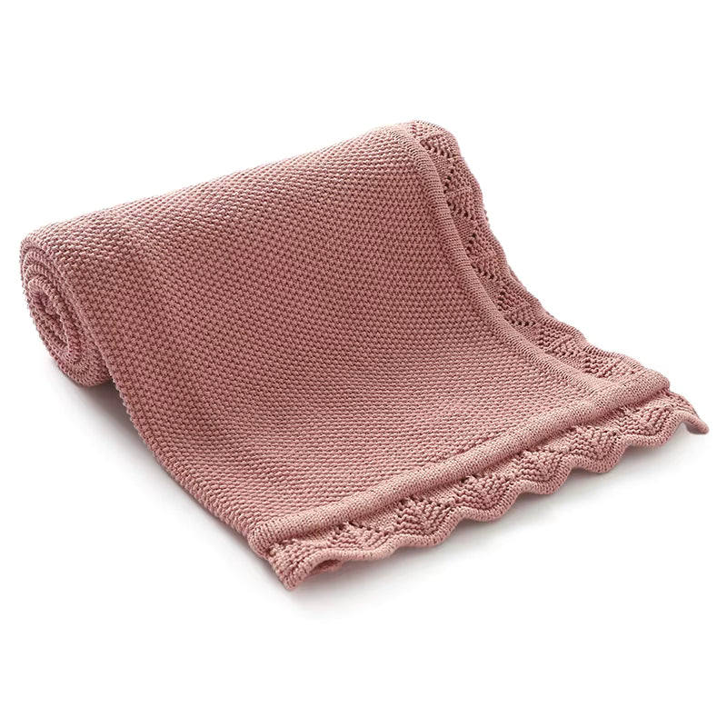Soft Knit Baby Blanket with Scalloped Edge