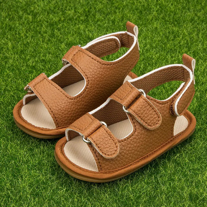 Unisex Baby Summer Vegan Leather Sandals - Anti-Slip Soft Sole Infant First Walkers (0-18M)