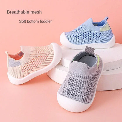 Infant & Toddler Mesh Knit Sneakers: Lightweight Non-Skid Prewalker Shoes for( 0-4T)
