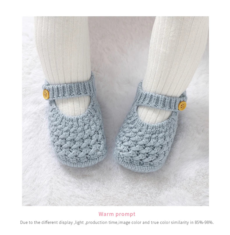 Soft Knit Mary Jane Baby Booties - Infant Pre-Walker Shoes (0-18M)
