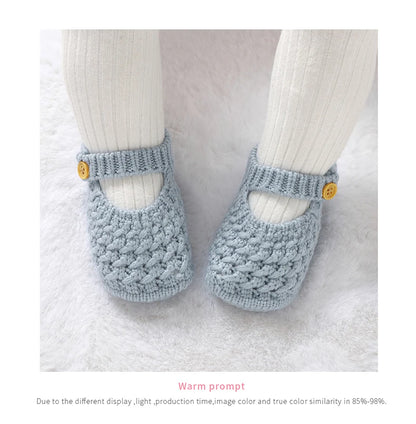 Soft Knit Mary Jane Baby Booties - Infant Pre-Walker Shoes (0-18M)
