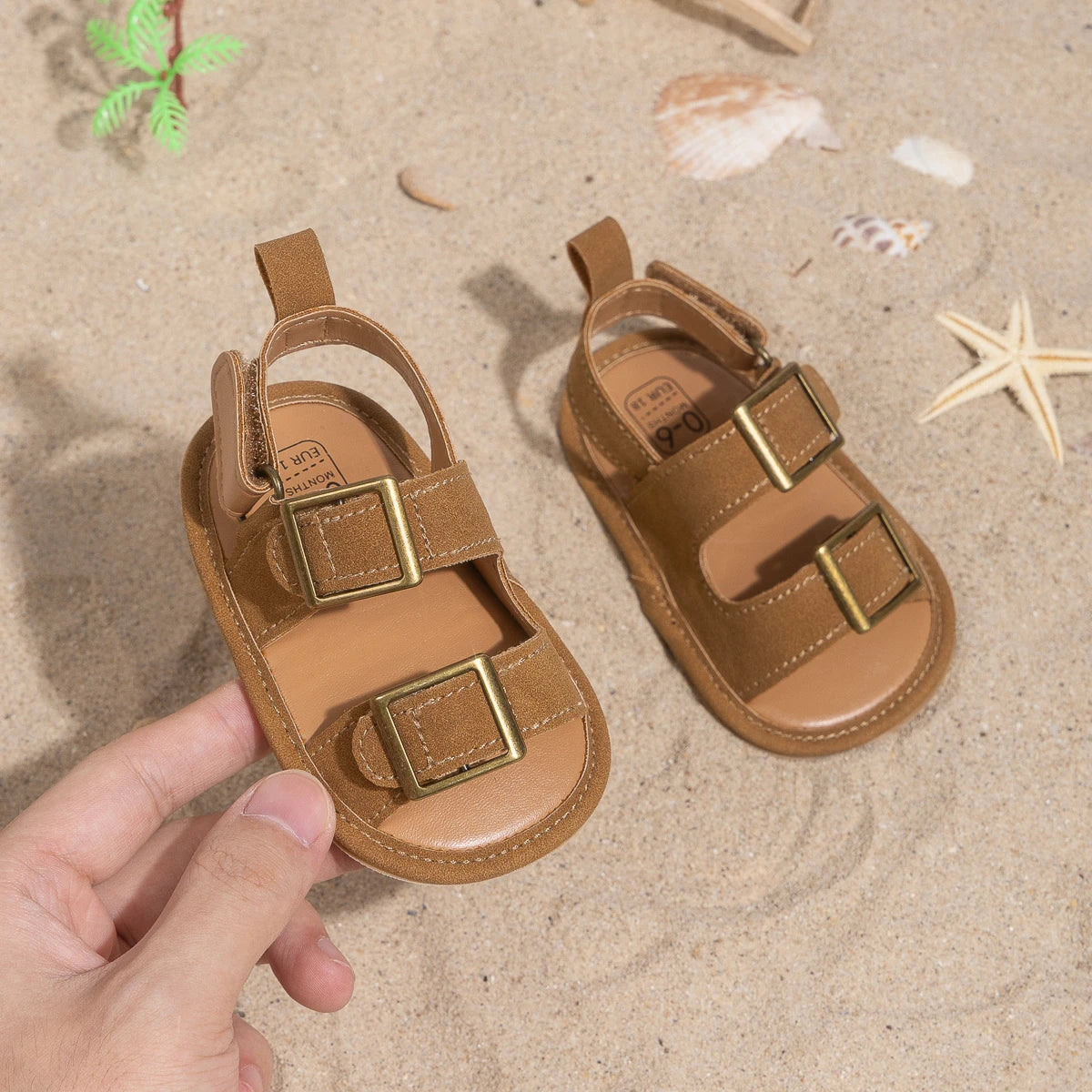 Infant Boys Casual Buckle Beach Sandals - Anti-Slip Soft-Sole First Walkers (0-18M)