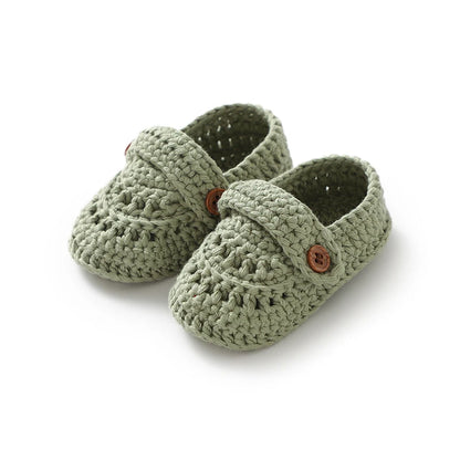 Heirloom Button Strap Knit Baby Booties (0-18M)