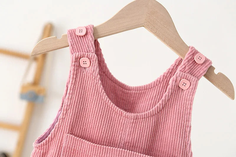 Cute Flower Corduroy Overalls for Toddler Girls - Spring Cotton Jumpsuit (9M-4T)