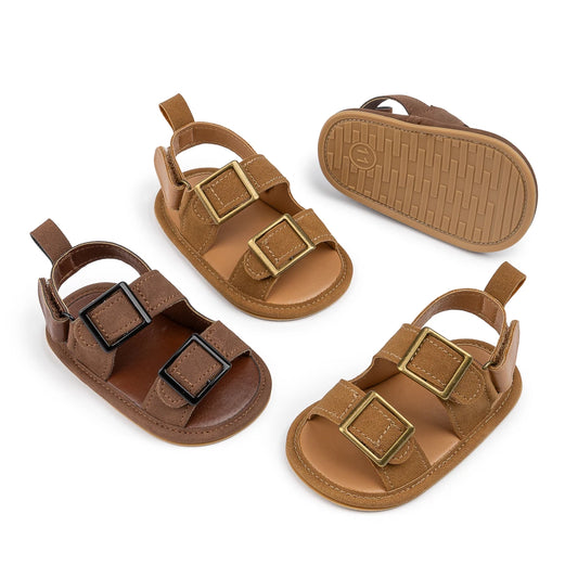 Infant Boys Casual Buckle Beach Sandals - Anti-Slip Soft-Sole First Walkers (0-18M)