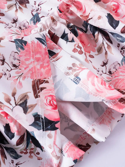 Girls Floral Summer Dress with Ruffled Sleeves & Smocked Waist (2T-6T)