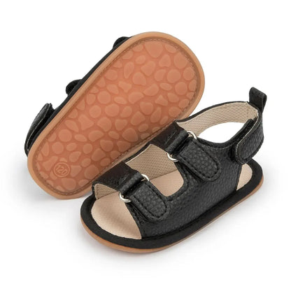 Unisex Baby Summer Vegan Leather Sandals - Anti-Slip Soft Sole Infant First Walkers (0-18M)