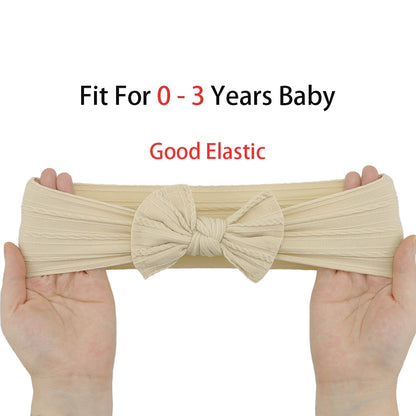 3-Pack Baby Nylon Headbands - Soft Cable Knit Stretchy Bows for Infants & Toddlers (0-3T)