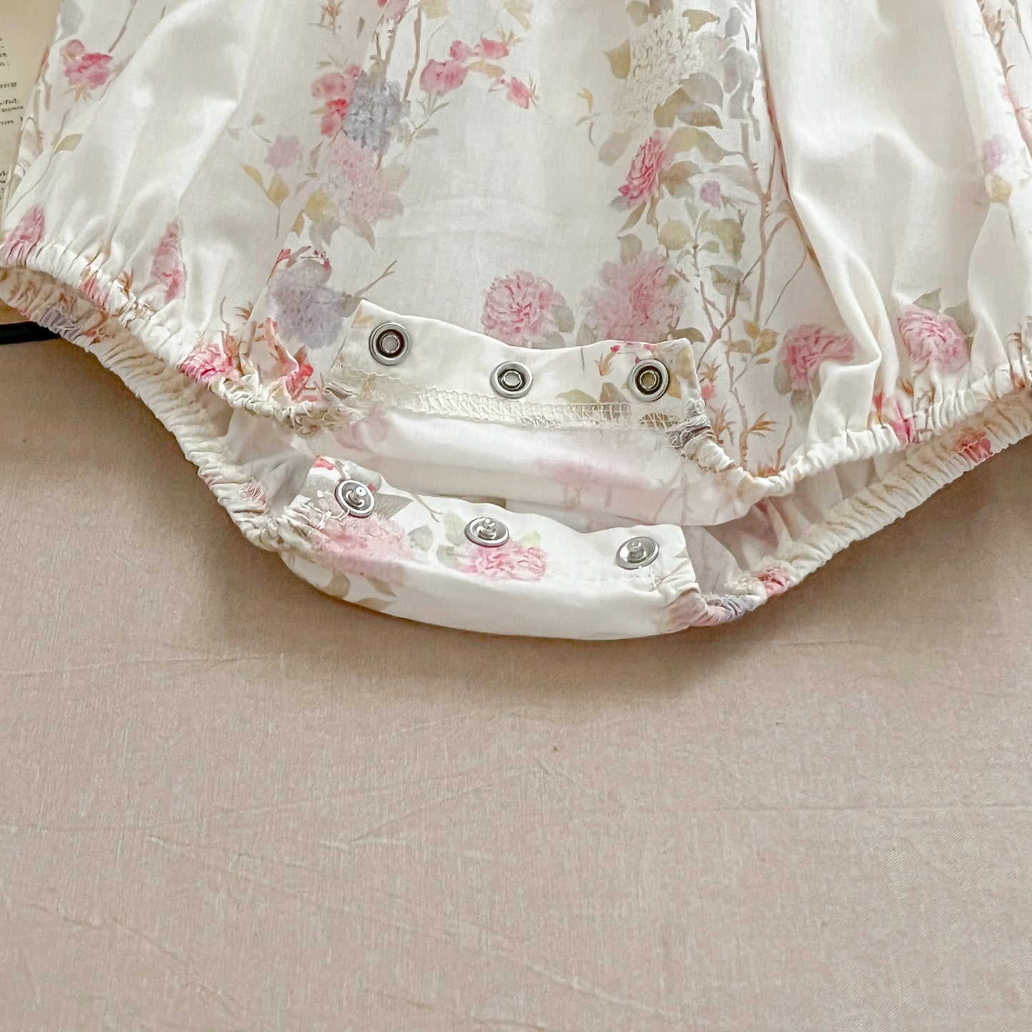 Pink Floral Smocked Sister Matching Outfits - Puff Sleeve Cotton Romper & Princess Dress (3M-6T)