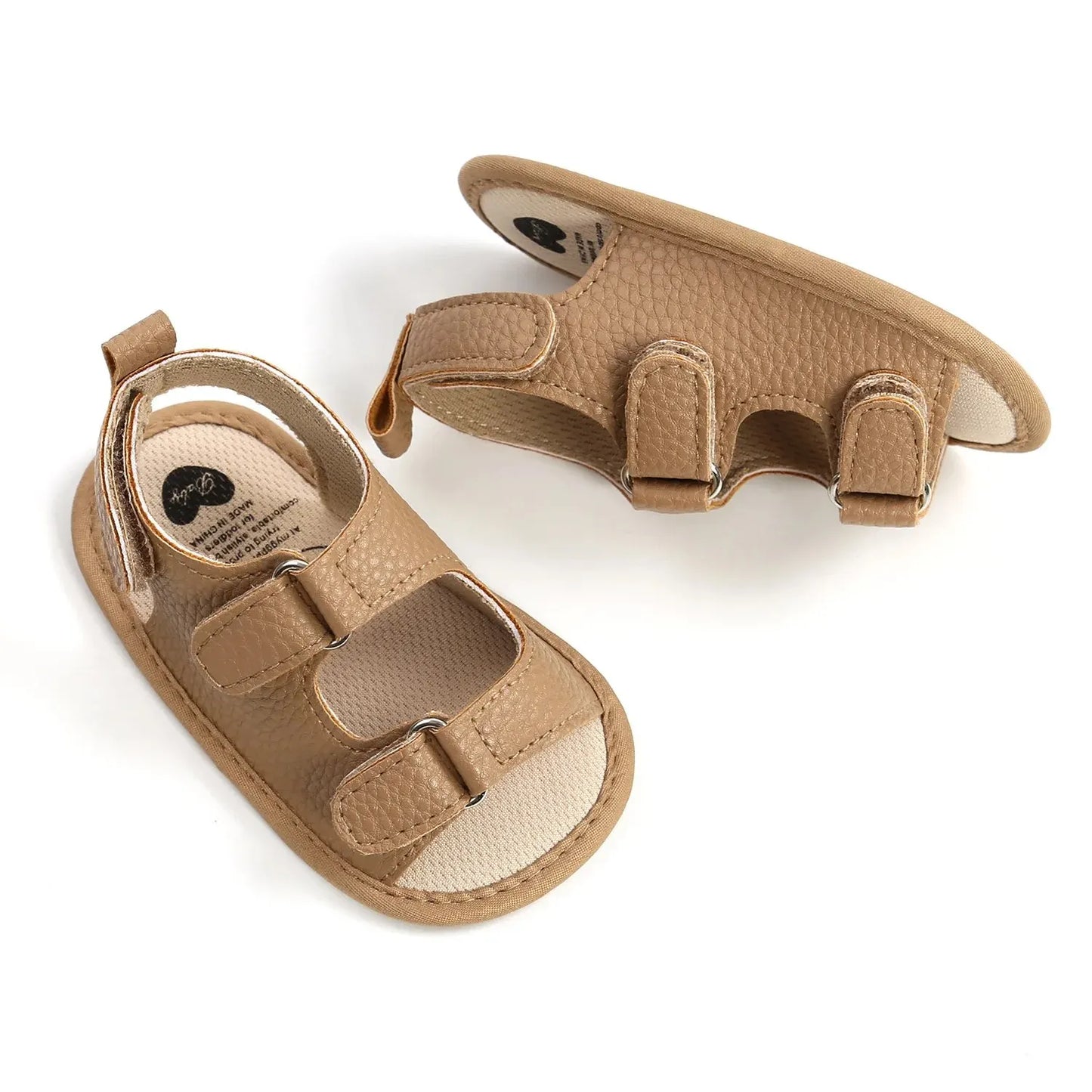 Unisex Baby Summer Vegan Leather Sandals - Anti-Slip Soft Sole Infant First Walkers (0-18M)