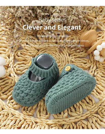 Soft Knit Mary Jane Baby Booties - Infant Pre-Walker Shoes (0-18M)