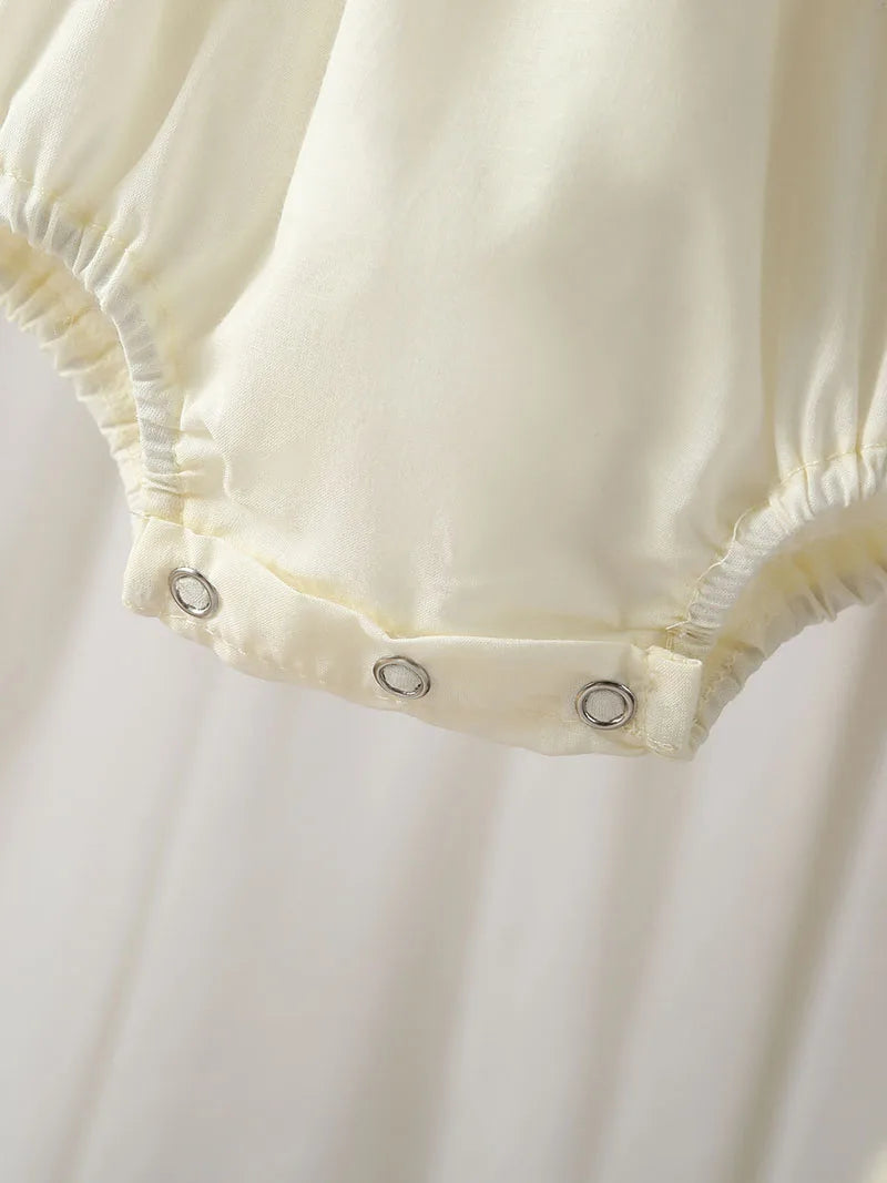 Baby Girl Floral Embroidery Summer Romper Dress - Sleeveless Cotton Bodysuit (3-24M)