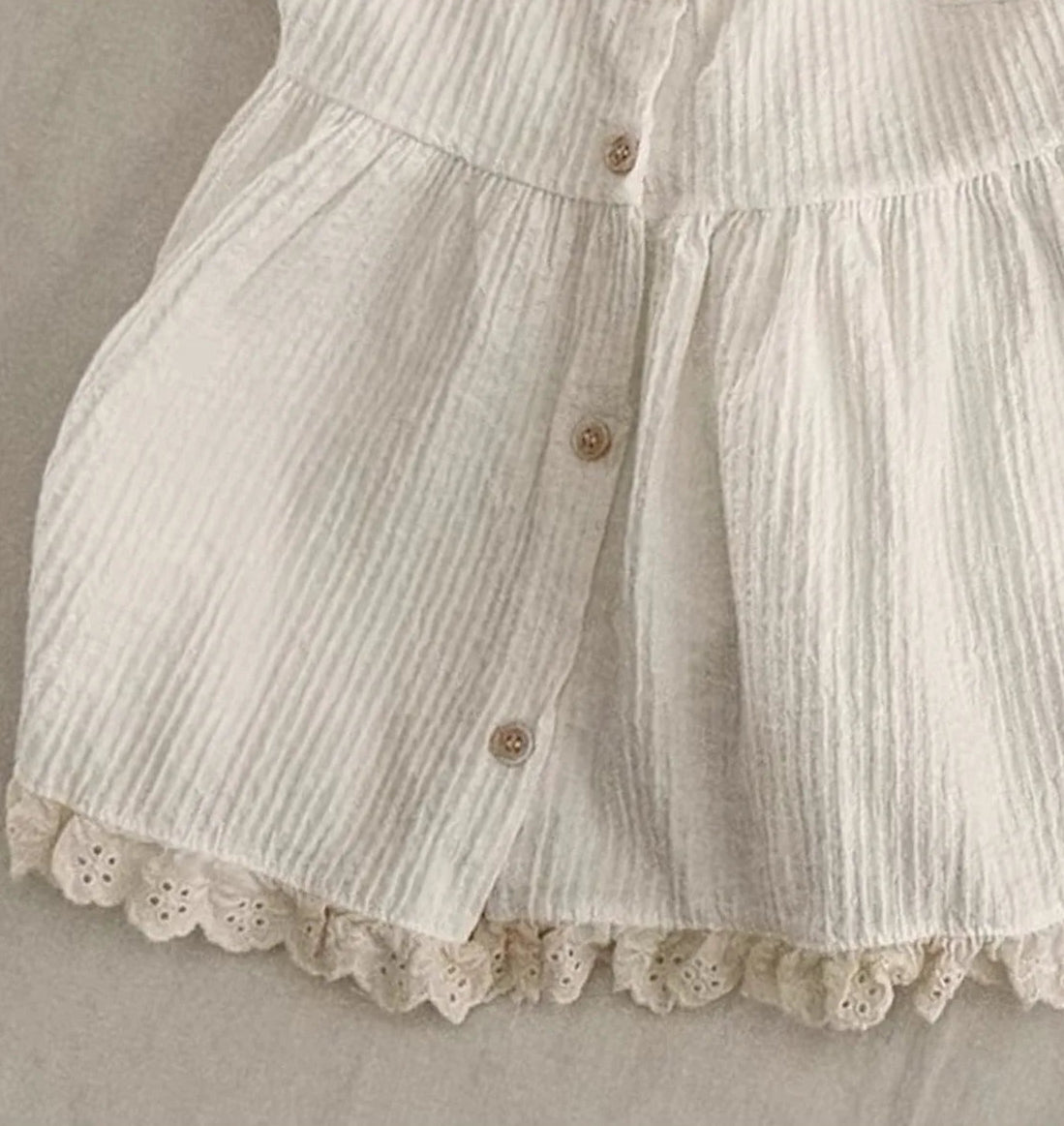 Baby Girls Muslin Cotton Summer Dress - Sleeveless Button-Front Boho Eyelet Sun Dress (3M-24M)