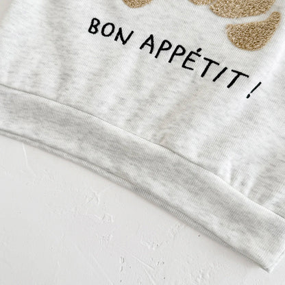 Bon Appétit Croissant Baby Set | French Style Cotton Top & Striped Leggings (6M-3T)