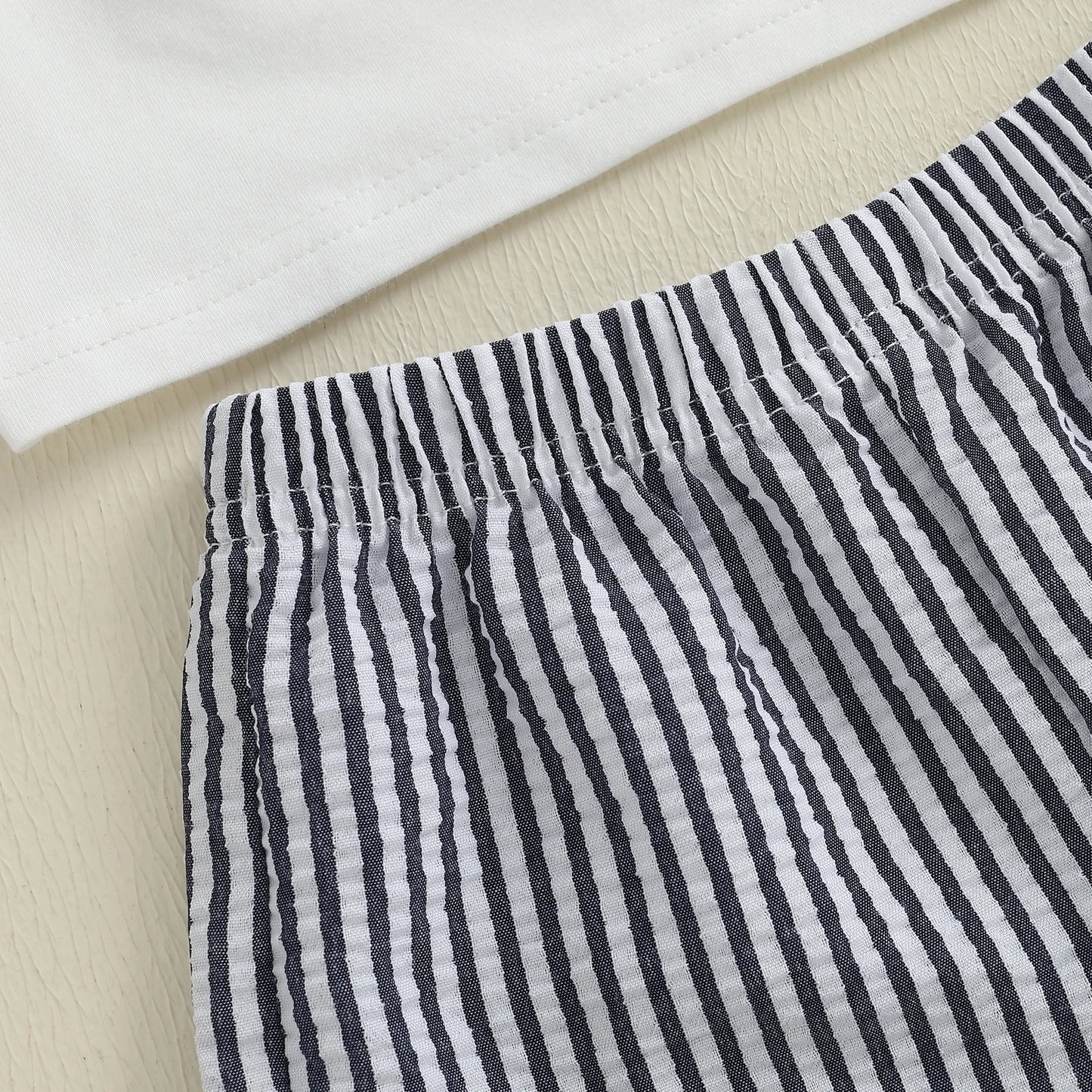 Toddler Baby Boy 2-Piece Summer Shorts Set - Sailboat Embroidered T-Shirt & Striped Nautical Shorts (6M-4T)