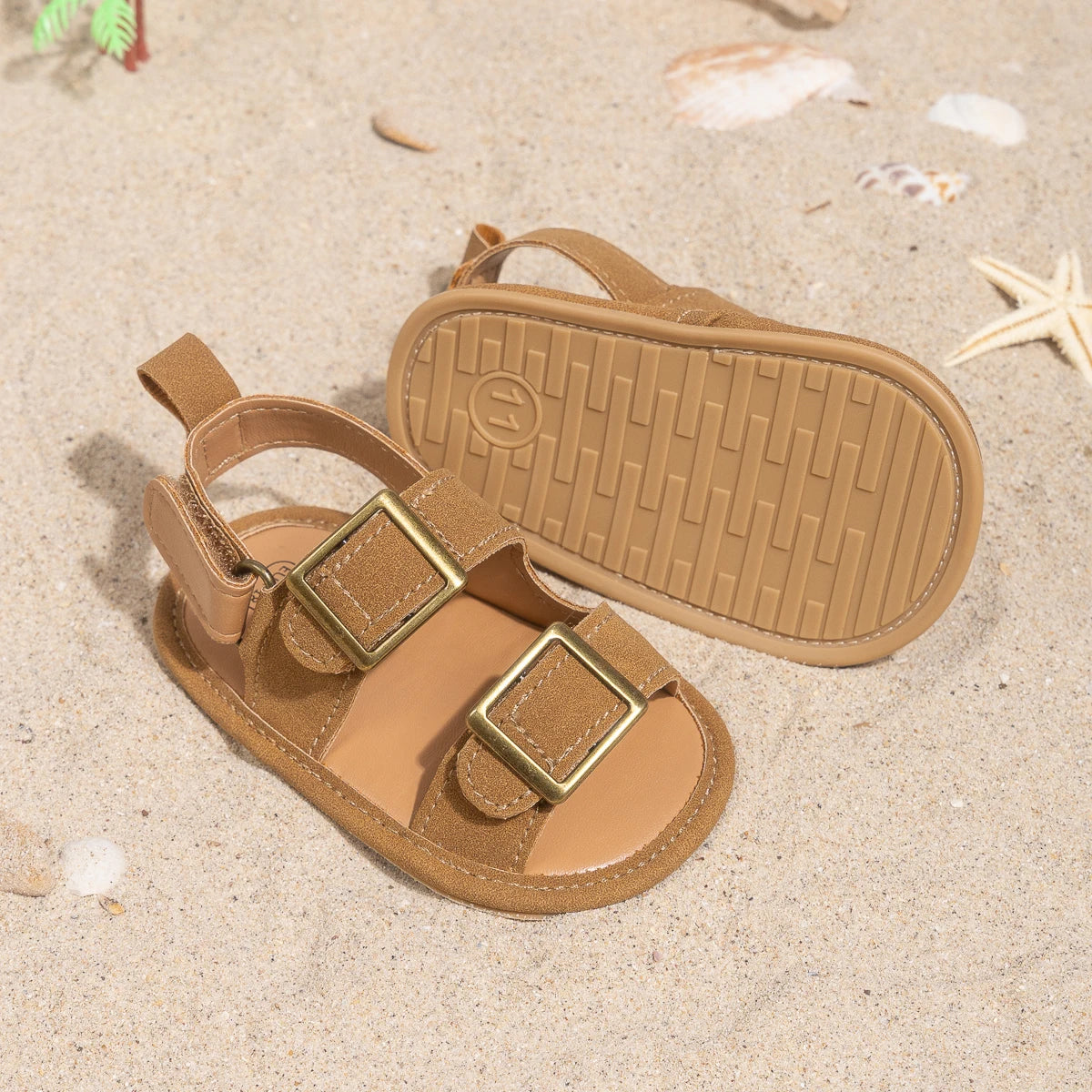 Infant Boys Casual Buckle Beach Sandals - Anti-Slip Soft-Sole First Walkers (0-18M)