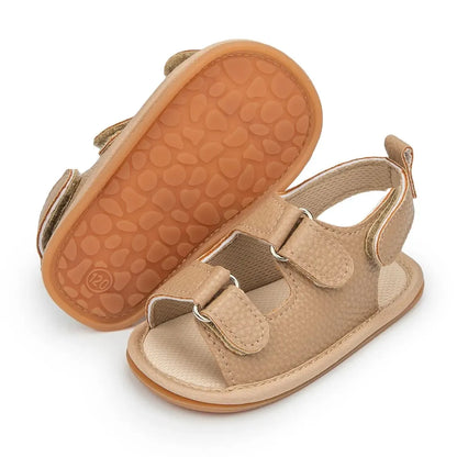 Unisex Baby Summer Vegan Leather Sandals - Anti-Slip Soft Sole Infant First Walkers (0-18M)